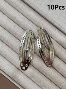 10Pcs Y2K Style Women's Metal Hair Clip, Fashionable BB Edge Clip, Side Clip, Daily Use, Exotic Style Large Patterned BB Clip, Retro Front Drop Hair Clip, Side Clip Hair Accessory, Back Of The Head Female Clip Accessory, Women's Hair Accessory, Give To Friends, Teachers, Recent Gifts, Claw Clips