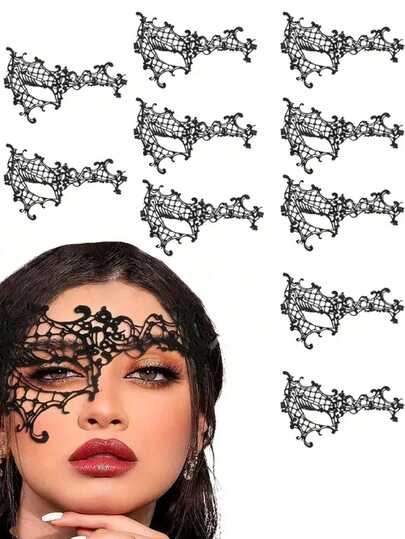 女士性感半脸蕾丝眼罩，适合化妆派对、角色扮演、服装配饰，穿着舒适，万圣节和圣诞节派对，是送给女性朋友的完美礼物