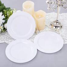 50/25/12 piezas Platos blancos de postre, platos de ensalada, platos de fruta, bandejas, platos, placas de circuito, fuentes de servir, platos de aperitivos de alta calidad, fáciles de limpiar y reutilizables, adecuados para contener fruta, ensalada, postres, aperitivos, excelentes para comidas diarias, barras de ensalada, fiestas de cumpleaños, banquetes, bodas, graduaciones, cenas de Navidad, versátiles para múltiples ocasiones