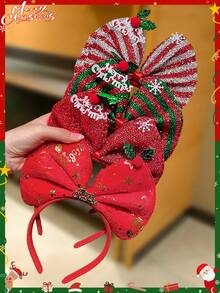 4pcs Women's Christmas Big Bow Headbands, Sweet & Cute Style, Female Hair Accessories, Christmas Hair Accessories, Suitable For Holiday Parties, School Supplies, Christmas Decorations, Autumn Female Accessories, Christmas Gifts, Christmas Ornaments, Hair Band, Hair Hoop