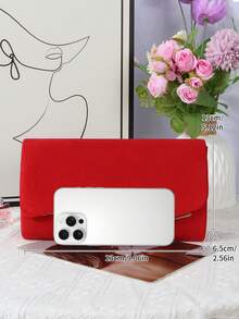 Beige Large Women Clutch Purse Evening Bag Prom Handbag With Detachable Chain For Wedding Velvet Elegant