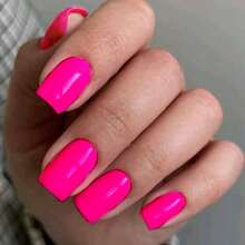 Halloween Best-Selling Homemade Minimalist &  Short Square French Neon Pink Removable Press-On Nails