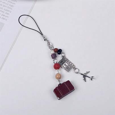 1 Piece Of Super Cool New Luggage And Airplane Pendant Personalized Beaded Chain. Presented With A Retro And Creative Design And Elements Such As Luggage And Airplanes, It Symbolizes The Freedom Of Travel, The Creativity Of Life And The Personalized Of Matching. Suitable For Daily Use As A Phone Chain Or Bag Hanging Chain,