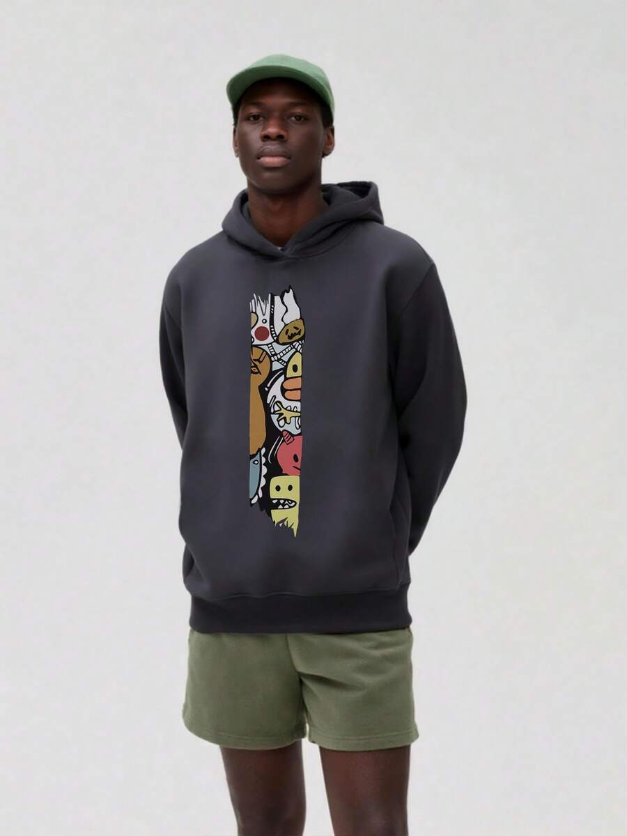 Sweatshirt Pria Kartun Casual - Dark Grey - View 1