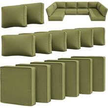 14 Pcs Outdoor Cushion Slipcovers Outdoor Patio Cushion Covers Waterproof With Zipper Outdoor Furniture, Patio Sofa Couch 3 Sizes, Covers Only - 藍色 - 查看 9