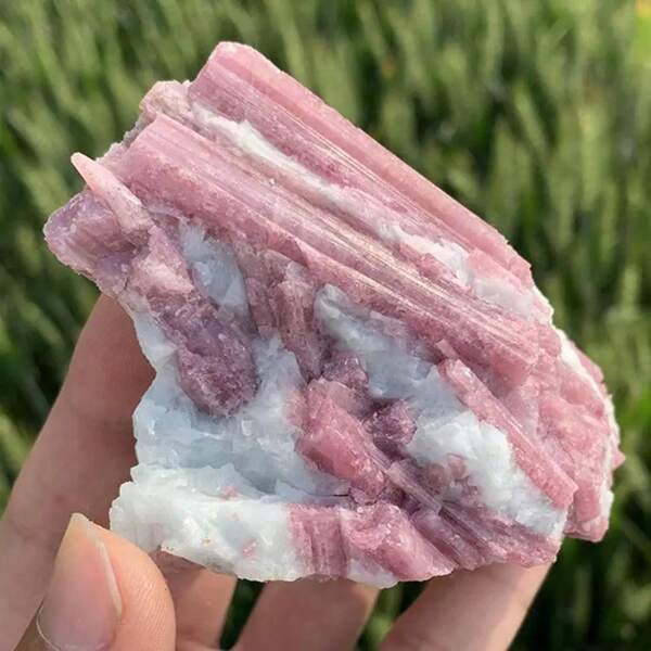 100% Natural Pink Tourmaline Crystal Mineral Asymmetrical Rough Stone Specimen Rock Rare Original Reiki Chakra Home Room Decor 1pc