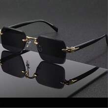 1 pieza Gafas de moda sin marco de unicolor retro, gafas sin montura de metal de alta gama unisex, adecuadas para vacaciones, viajes, fotografía callejera, senderismo, fiestas, festivales de música y como un regalo ideal