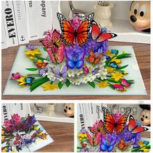 3D Butterfly Greeting Card With Hollow Butterfly Design Foldable Holiday Gift For Blessings Birthday Card New - Multicolor - View 6
