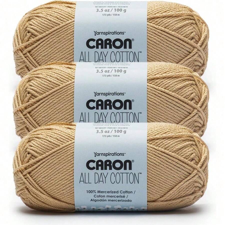 Premium Mercerized Cotton Yarn 3 Pack 173 Yards Each Soft Durable Knitting Crochet Thread Country Blue Color Quick-Dyeing Beginner Expert Use Scarves Blankets Home Decor Craft Projects - Đay - Xem 1