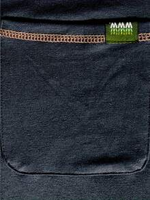 Plus Size Men's Contrast Color Pocket Casual Stand Collar Long Sleeve T-Shirt - Navy Blue - View 4