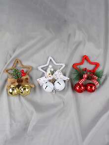 1 peça de sino festivo de Natal em formato de estrela de cinco pontas - Metal e Plástico, ideal para enfeites de árvore, sinos de laço, vitrines e decorações de Natal, decoração de quartos, decoração de casa, decoração de escritórios, decoração de festas temáticas, decoração de Natal, decorações de Natal, decorações de inverno, presentes de Natal para casa, decoração de Natal - Multicolorido - Ver 5