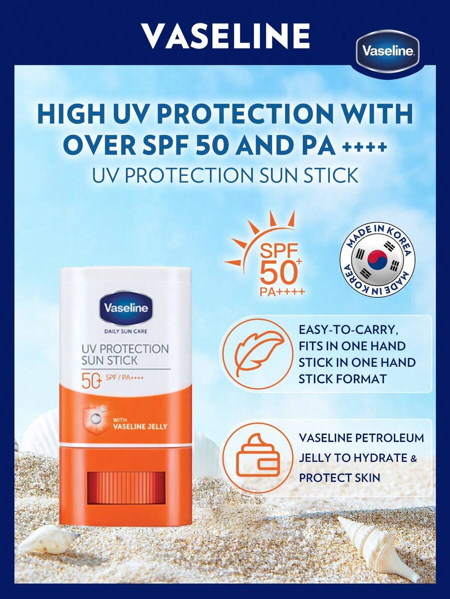 Vaseline [15克] | 斋月祝福 | 开斋节后焕发光彩 | SPF 50 PA++++ 防晒棒 | 随时随地透明防护 | 轻松补涂 | 便捷固体防晒霜 | 旅行口袋装 | 韩国制造 - SUN STICK-15g - 查看 1