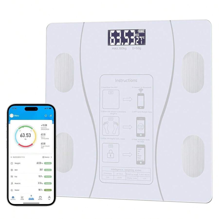 SHElN recomendación APP Bascula Corporal Digital Inteligente Electrónica Bluetooth Indicador De Grasa Corporal