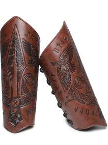 Medieval Leather Bracers Dragon Embossed Viking Leather Bracers Leather Arm Armer Cuff Leather Gauntlet Costumes Accessories