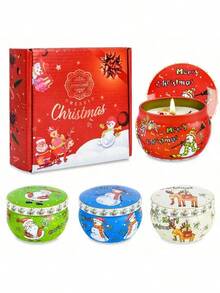 4件套圣诞蜡烛套装，香氛蜡烛，天然大豆蜡烛，无烟燃烧，适合作为圣诞礼物和圣诞装饰品 - 彩色 - 查看 10