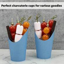 10 cái/20 cái/40 cái/50 cái cốc đựng bánh trứng waffle, cốc giấy Kraft dày dặn có góc cạnh, cốc đựng khoai tây chiên, hộp đựng đồ nướng, cốc đựng kem, hộp đựng món tráng miệng tròn [Phiên bản dày dặn] - Màu xanh nhạt - Xem 6