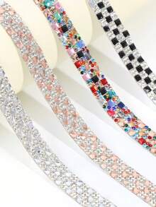4/1Piece Self-Adhesive Sparkling Diamond Ribbon Set, 4/2 Yards Total - Crystal Embellishments For Diy Crafts, Clothing, Phone & Party Accessories