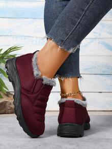 "Round Toe On Platform Warm Shoes Winter 2025 New Export Women's Thermal-Lined Warm Parent Shoes Wholesale Casual Outdoor Boots Cross-Border Snow Boots" - Red - View 2