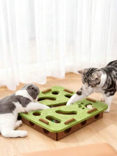 PETSIN 猫咪自娱玩具、宠物互动拼图隧道、猫抓板、猫抓柱、攀爬塔、吱吱叫玩具 - 适用于 10 种场景