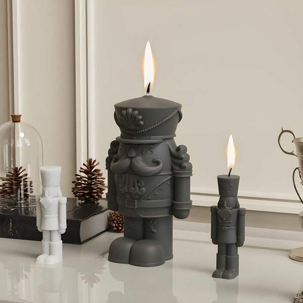 Molde de silicona del Rey Cascanueces - Molde de fundición de soldado 3D para resina, yeso y cemento | Manualidades DIY de velas, jabones y figuras decorativas navideñas