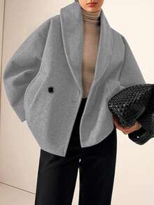 New Women's Elegant Wool Blend Lapel Coat, Suitable For Wearing In Autumn And Winter.
