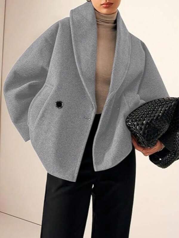 New Women's Elegant Wool Blend Lapel Coat, Suitable For Wearing In Autumn And Winter.