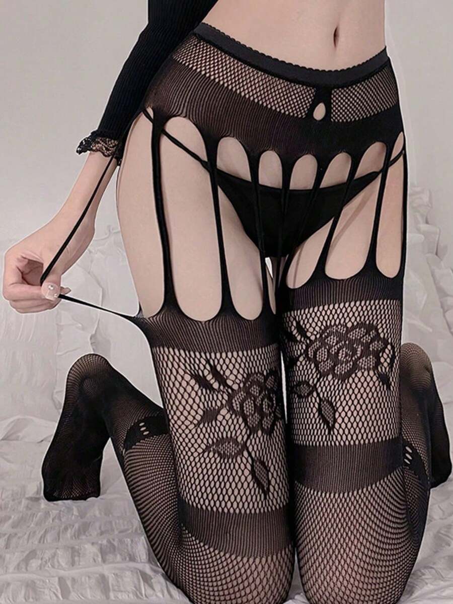 Lace See-Through Camisole For Women's Sexy Lingerie; Fishnet Tights. - Multicolor - View 1