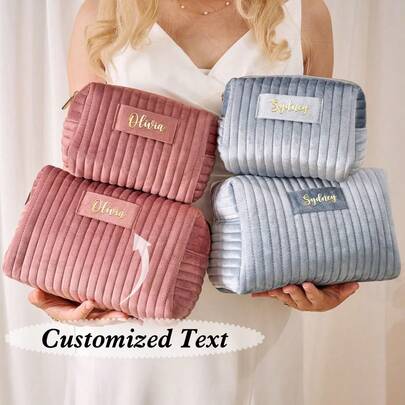 Personalized Name Cosmetic Bag, Personalized Bridesmaid Gift, Wedding Gift, Travel Toiletry Bag, Cosmetic Bag, Birthday Gift For Her, Mother's Day Gift