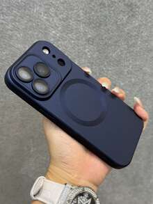 Fashionable Magnetic Matte Soft Phone Case, Compatible With IPhone 17 Pro Max, 17 Pro, 17 Air, 17, 16, 15, 14 Plus, 13, 12, 11 Pro Max, Glass Lens, Supports Wireless Charging - Navy - View 4