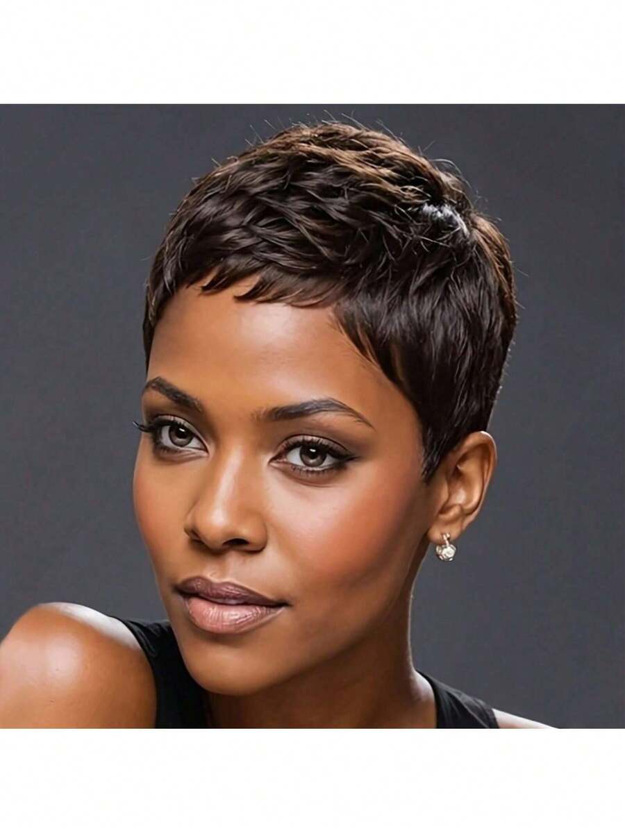 Brown Hair Heat Resistant Chemical Fiber Wigs Daily Wear Women Wigs Sweet Cute Wigs Prom Party Wigs Natural Hair - 棕色 - 查看 1