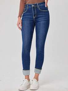 Leggings de mezclilla lavada para mujer de otoño e invierno talla grande pantalones con forro polar, pantalones gruesos y cálidos con forro polar de otoño e invierno, adecuados para salir en otoño e invierno, ropa con ambiente navideño