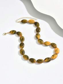 1pc Or 3pcs Fashionable Elegant Bohemian Style Multicolor Plastic Flat Bead Necklace, Layered Wearable Jewelry Set, Suitable For Vacation, Party, Gathering, Dinner And Other Occasions, Plastic Bead Color And Pattern Size Are Multicolor And Handmade, Each Bead Is Different But Does Not Affect Your Purchase - Multicolor - View 6
