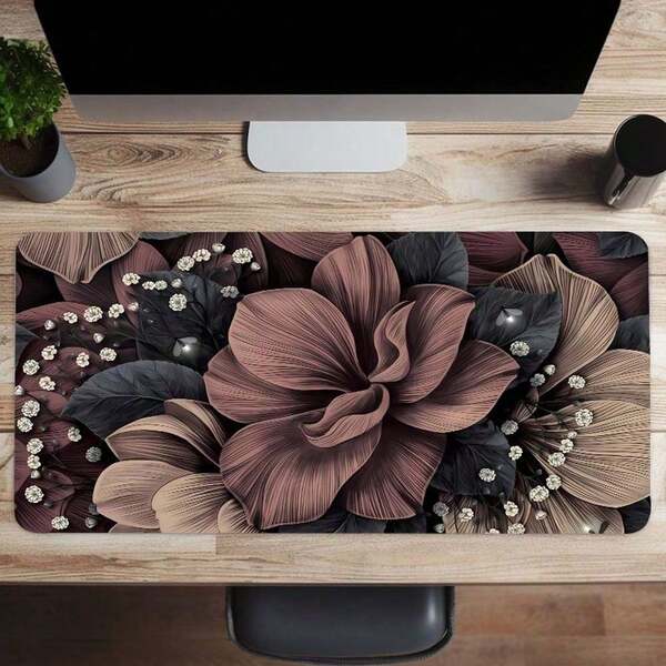 Elegant Floral Pattern Desk Mat Large Non-Slip E-Sport & Office Mouse Pad With Stitched Edges Perfect For Professionals Gift For Girls Daughters Women Back To School