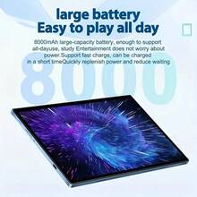 W&O 2025 New 10.1-Inch Tablet PC, Android 15 Operating System, 2-In-1 Tablet With Keyboard, Mouse, Protective Case, Stylus, 256GB ROM + 8GB RAM, Supports 1TB Memory Card Expansion, 5+16MP Camera, Octa-Core Processor, 8000Mah Battery, 1280*800 IPS HD Display, Tab, Wi-Fi 6, Tablet, Tablet, Pad - 灰色 - 查看 3