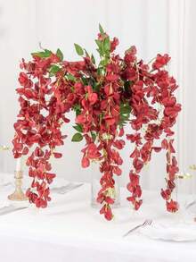 Decoración del hogar dulce 43" Ramo artificial de flor de glicinia de seda, vid artificial de glicinia de seda colgante, guirnalda colgante para decoración de boda, tallo de flor colgante, 6 ramas, flores de glicinia de primavera, flores de boda (Burdeos) - Burdeos - Ver 4