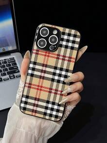 1件装黑色奢华复古格子PU皮革印花防震磨砂手机壳，创意时尚设计，男女皆宜，是送给朋友、家人、同事、情侣、学生、老师的绝佳礼物，适合生日、节日、春季、复活节等场合，兼容 13/16/15/14/13/12/11/Pro/ProMax/X/XR/XS/XSMAX/7/8/PLUS、Galaxy S25、S25 Ultra、S24 Ultra、S24、S23+、S23 Ultra等，周年纪念派对适用。 - 彩色 - 查看 1