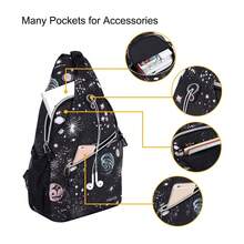 Mochila Sling de Viaje y Senderismo en Estilo Casual - Negro Galaxia, Poliéster Ligero para Adultos - ‎Base Negro Galaxia - Ver 3