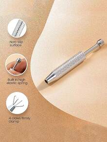 1 件不锈钢平背耳环佩戴工具 - 锥形穿孔抓取工具，用于更换珠宝，适用于耳朵、鼻子、嘴唇抓取