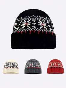 1 pieza Gorro de punto minimalista y versátil personalizado, adecuado para uso al aire libre en otoño/invierno, regalo navideño - multicolor - Ver 6