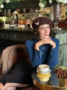 1 件女士贝雷帽，南瓜帽，韩版时尚，休闲，保暖羊毛，秋冬