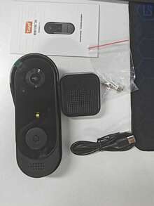 1 pieza Cámara de timbre inalámbrica inteligente, video HD 1080P, audio bidireccional, alarma de detección de movimiento, visión nocturna, almacenamiento en tarjeta SD, instalación autoadhesiva, conectividad, cámara de /interior recargable, monitoreo remoto, compatible con smartphones/tabletas, configuración fácil, intercomunicador de voz, batería de litio, cámara de vigilancia doméstica de alta definición