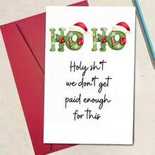 1pc Funny Christmas Card With Envelope - "Holy Sh*T We Don't Get Paid Enough For This" Saying - Office Humor Gift For Boss, Coworkers - Funny Workplace Birthday Or End Of Year Appreciation - Bold Green Lettering & Red Bow Design - Premium White Paper Card - Funny Office Party Decorations - Funny Workplace Gifts - Humorous Holiday Greeting Card, Christmas Cards Funny, Pop Up Christmas Cards, Christmas Cardstock