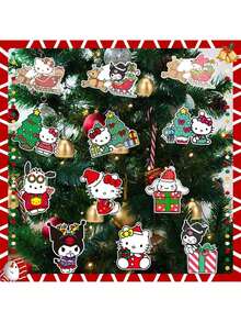 12 Stücke - 24 Stücke Sanrio Kuromi Weihnachtsbaum Holz Christbaumschmuck, Zimt Hund Set, Weihnachtsparty Dekoration, Feiertags Dekorationen, Geschenk für Frauen, Geburtstag