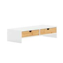 SoBuy BBF02 Soporte para pantalla de monitor Elevador de monitor Elevador de pantalla Soporte para monitor con 2 cajones Blanco WHT aprox.: 47x11x18cm - Gris - Ver 10