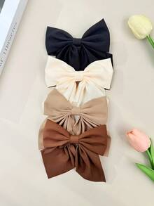 4个柔软短尾优雅蝴蝶结发夹，复古金属丝绸发夹，优雅发饰，送给女孩的绝佳礼物，发夹，发卡，爪夹，发饰，发卡，发爪，头部配饰，发卡 - 彩色 - 查看 5