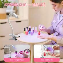 Lâmpada de Unha com Pescoço de Ganso com Clipe USB, Lâmpada de Unha LED UV para Curar Esmalte de Gel, Secador de Unha Giratório de 360° para Uso Doméstico e Salão - Multicolorido - Visão 7