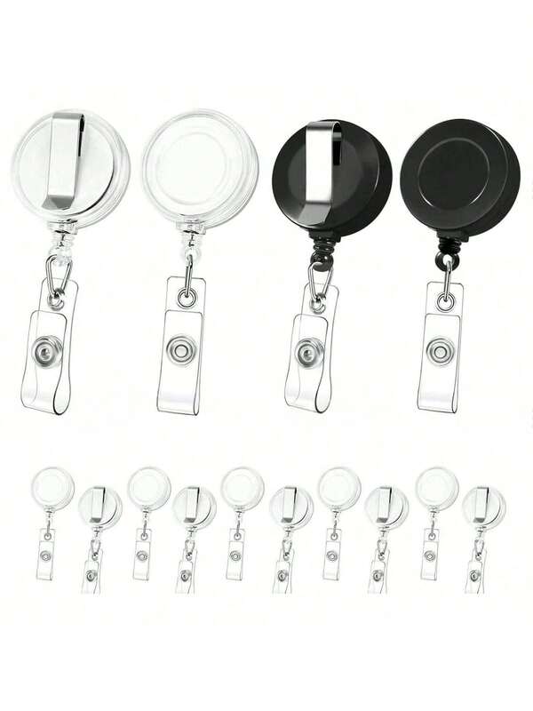 10pcs Badge Reels With Metal Belt Clip, Retractable Badge Holder Reel For Hanging Name Tags ID Card Key Cards And Keychain