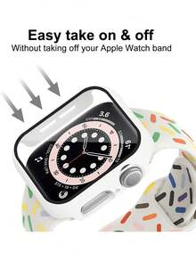 2个白色和粉色PC+钢化玻璃一体式表壳，防震、防刮、时尚保护套，兼容 40mm/41mm/42mm/44mm/45mm/46mm/49mm表壳，兼容 Ultra/SE/11/10/9/8/7/6/5/4系列，佩戴方便，男女通用全方位保护表壳 - 白色+粉紅色 - 查看 6