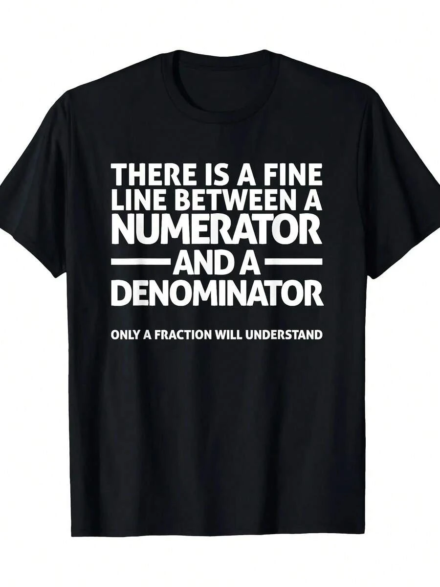 Camiseta de matemáticas FINE LINE numerador denominador - Negro - Ver 1