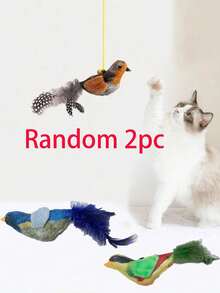 Juguete para gato con pájaro realista que hace sonidos de aleteo, juguete interactivo para gatos con pájaro que chirría, sin necesidad de batería, que simula el juego de caza del gato, con alas que aletean y pájaro que chirría, adecuado para gatos de interior